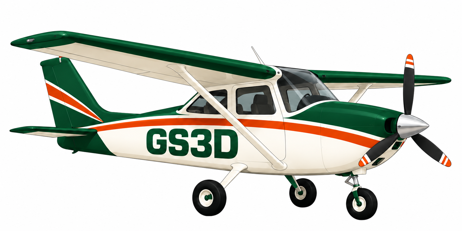 Our green and cream training aircraft with GS3D painted on its side